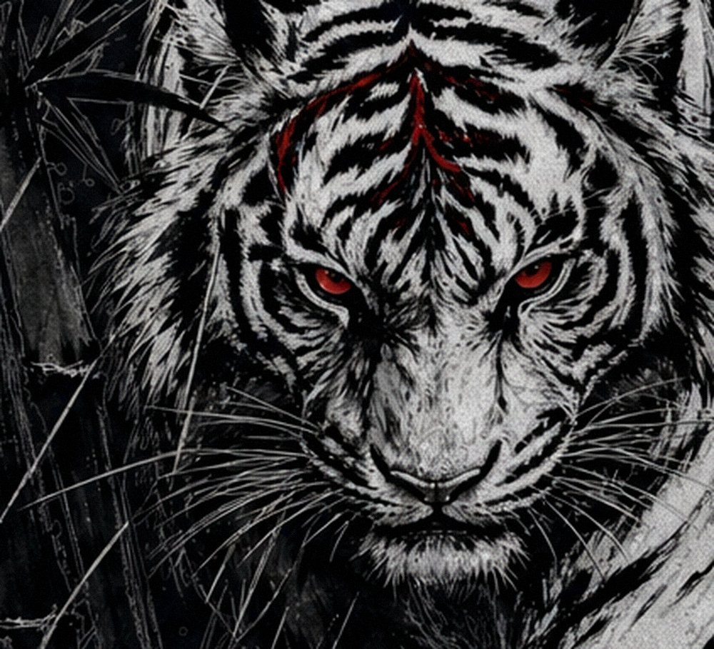 Tiger face print detail