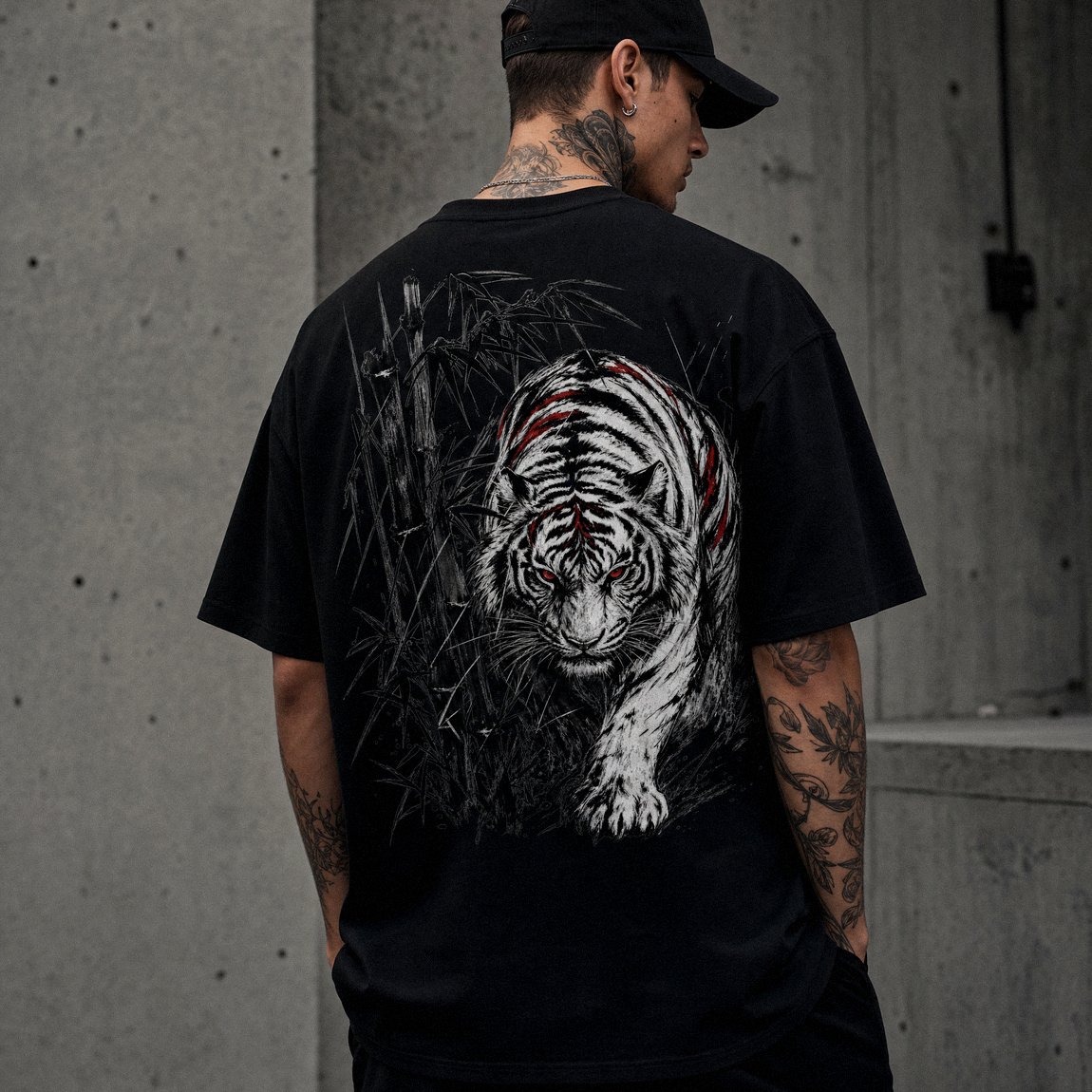 BYAKKO White Tiger heavy tee worn — back print
